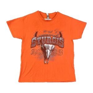 Sturgis Shirt 2023 Orange Mens Large Crew Neck Moto Black Hills Run Motorcycle